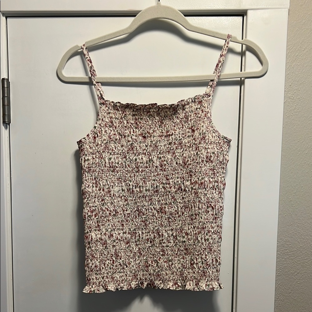 Carly Jean Los Angeles Brown and White Smocked Camisole